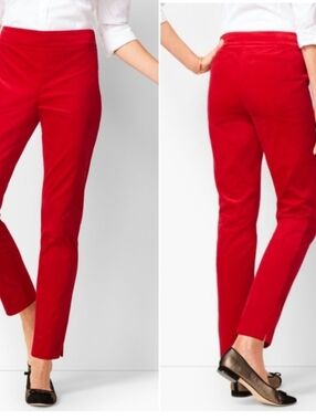 NWT Talbots Chatham Ankle Length Pants Womens 10 Red Velvet Slim Leg